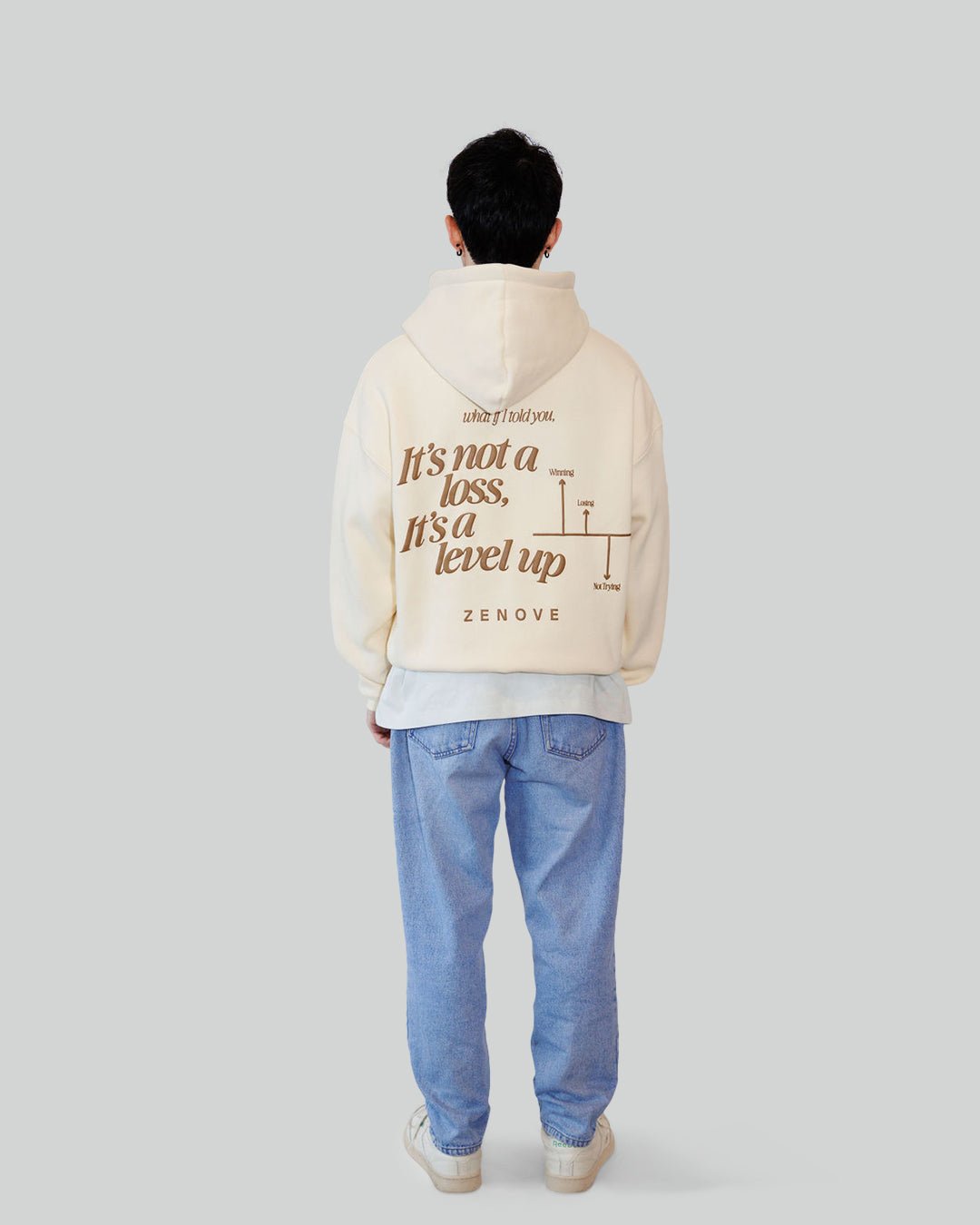 LEVEL UP HOODIE - CREAM WHITE - Zenove